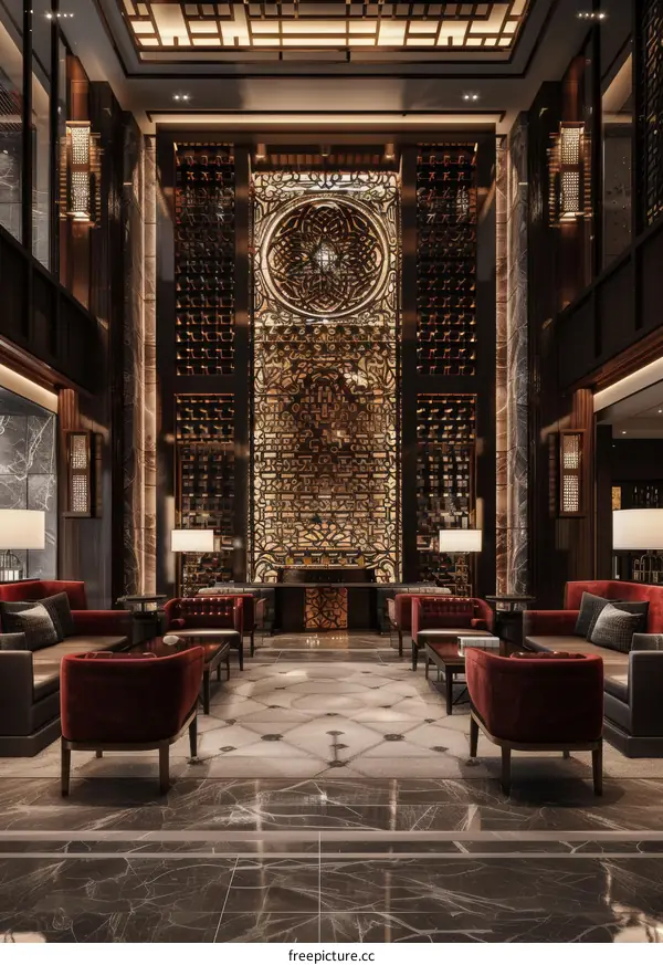Luxury Chinese Style Hotel Lobby Interior Design