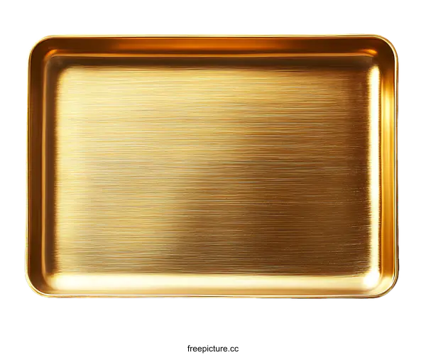 [Transparent Background PNG]Gold Rectangular Tray with Brushed Finish
