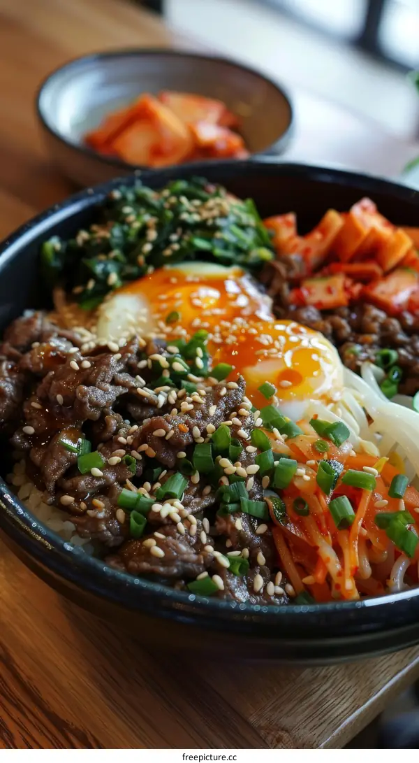 Korean Bibimbap with Beef and Vegetables