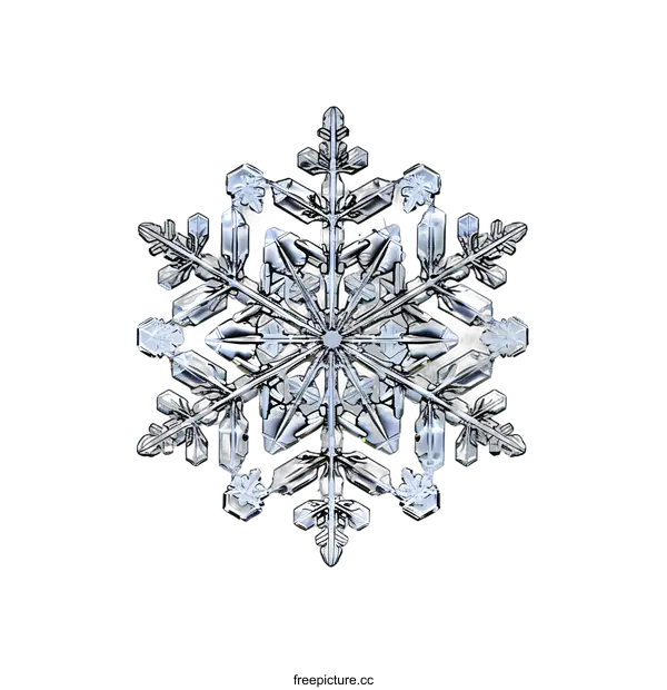 [Transparent Background PNG]Close Up of a Single Snowflake on a White Background
