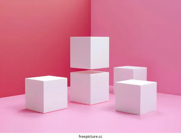 White Cubes Pink Background Mockup