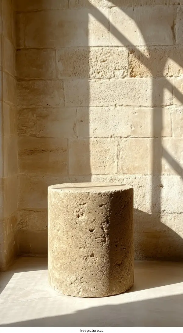 Beige Stone Cylindrical Table Decor