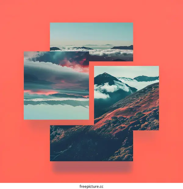 Collage of Mountain Landscapes in Different Colors
