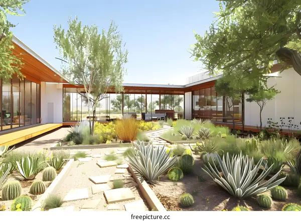 Modern house with courtyard garden