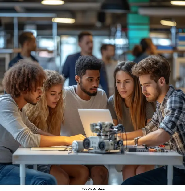 Multiethnic group of young people working together on a project