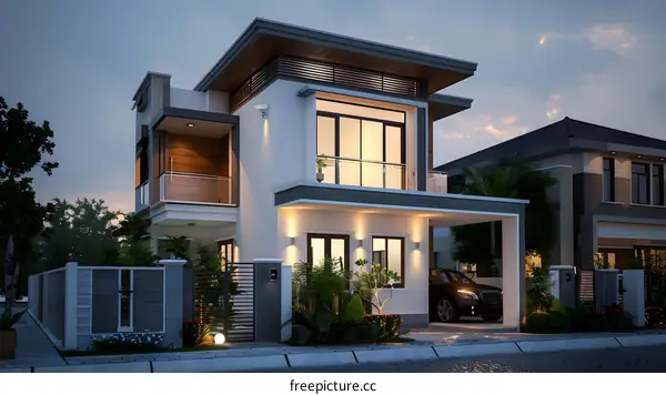 Modern Minimalist House Design with a Two Story Structure