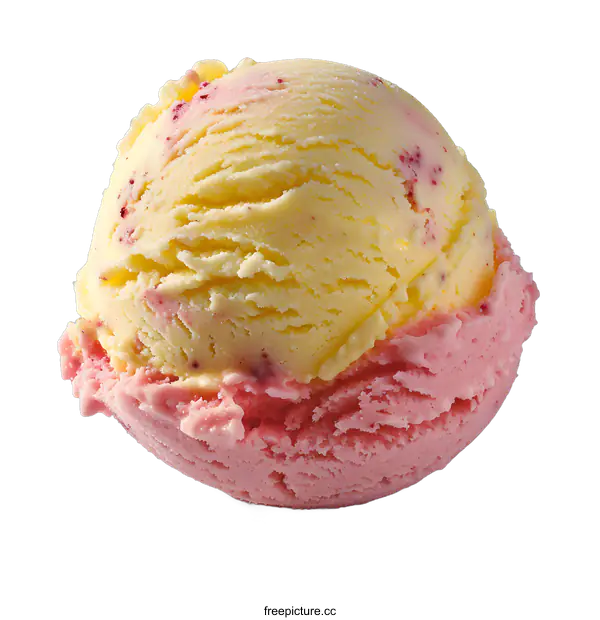 [Transparent Background PNG]A scoop of strawberry and vanilla ice cream