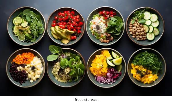 Healthy Bowls with Avocado, Chickpeas, and Leafy Greens
