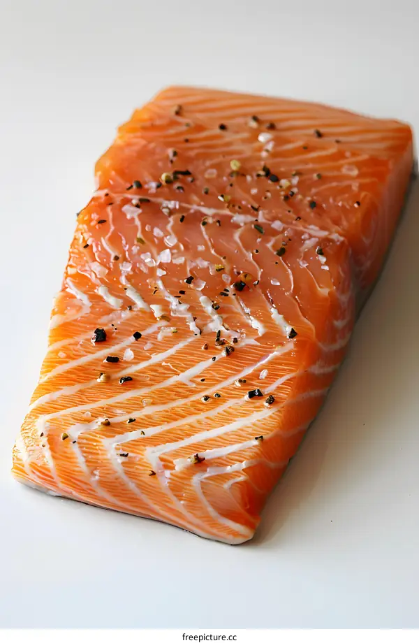 Fresh Salmon Fillet with Salt and Pepper