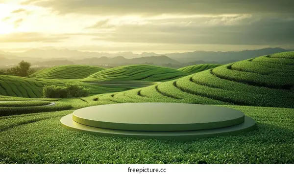 Green Tea Plantation Display Podium