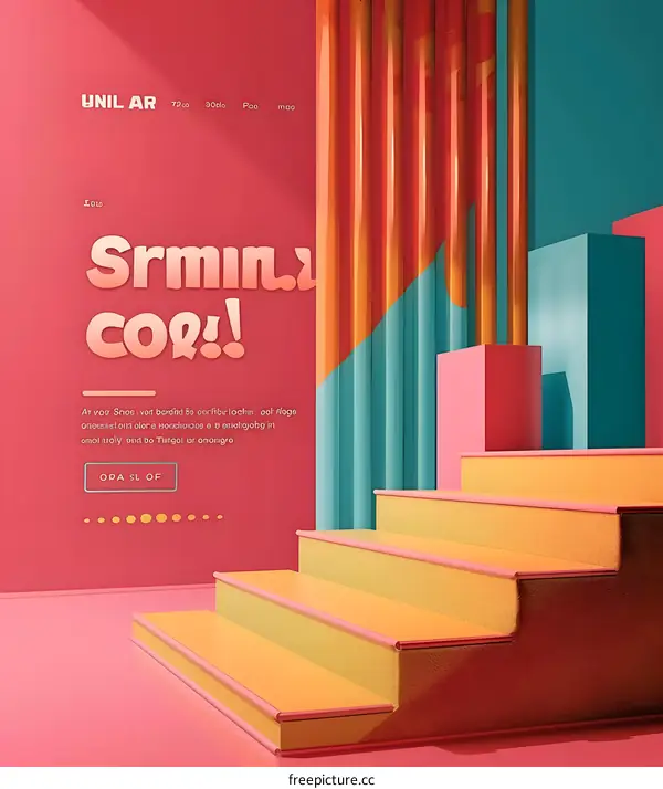 Abstract Colorful Stairs Design With Geometric Shapes