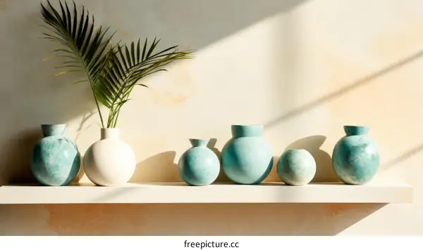 Vases and Frond on a Shelf