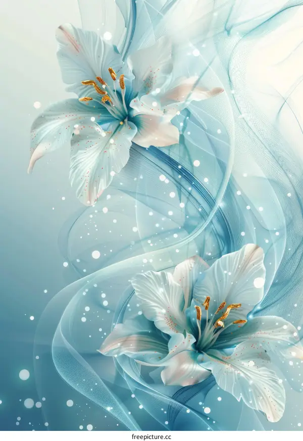 White and Azure Lilies Flourish in Nature