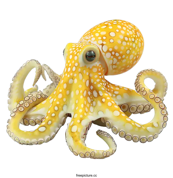 [Transparent Background PNG]Yellow Octopus with White Spots