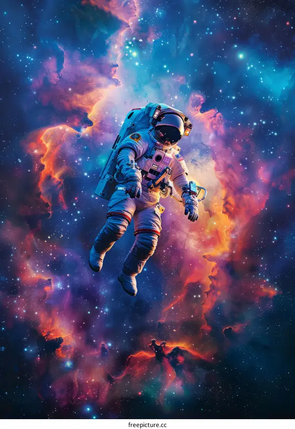 Astronaut in Colorful Nebula