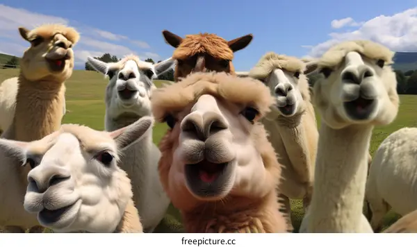 Alpaca Selfie Squad: A Group of Alpacas Taking a Selfie