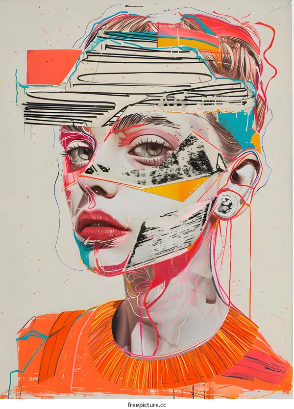 Abstract Portrait Woman Collage Art