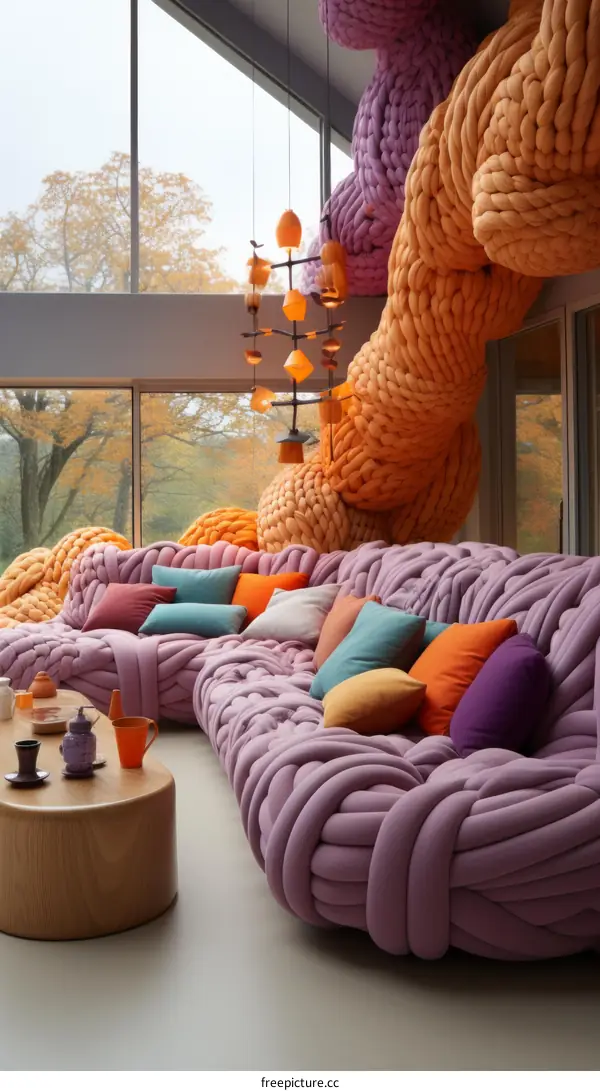Yarn Sculpture Sofa Fills Room with Color and Comfort
