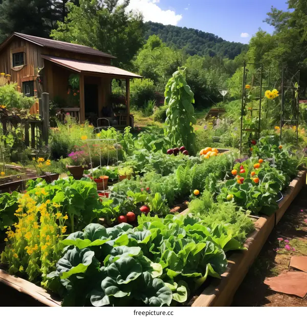 Abundant Vegetable and Flower Garden