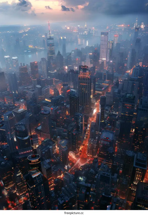 Futuristic City Skyline at Night