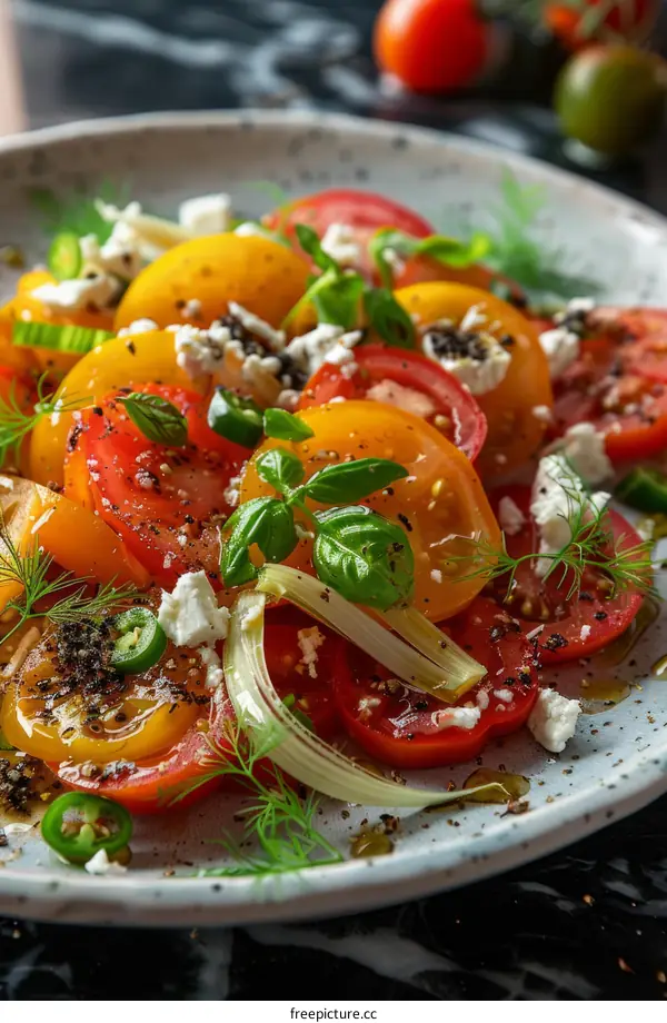 Colorful Tomato Salad with Basil, Feta & Dill