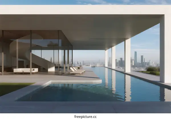 Modern Minimalist Villa with Infinity Pool and City View