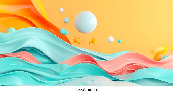 Abstract Colorful 3D Liquid Shapes Design
