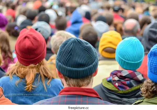 Back of Head Crowd People Hats Festival