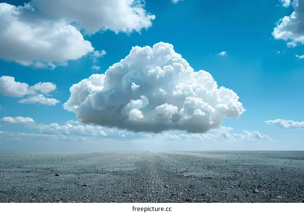 Expansive Desert Sky with Large White Cloud