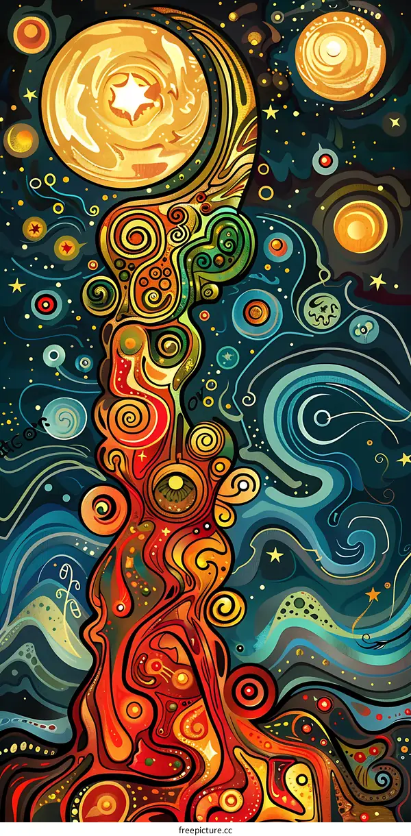 Abstract Colorful Swirls and Shapes Digital Art