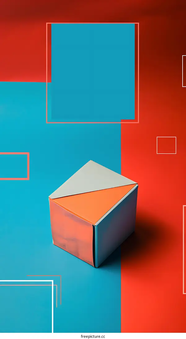 Geometric Shapes Design With Blue And Red Background