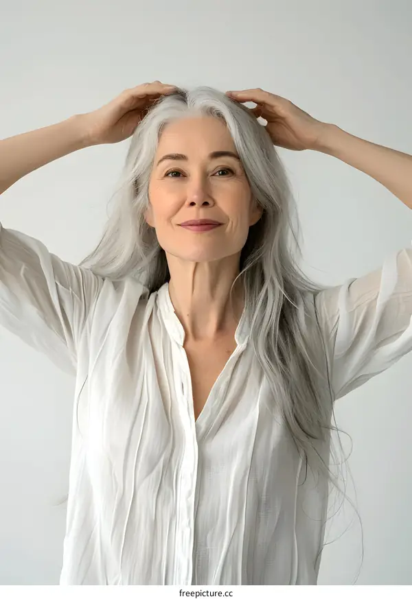 Portrait of a Woman with Long Gray Hair