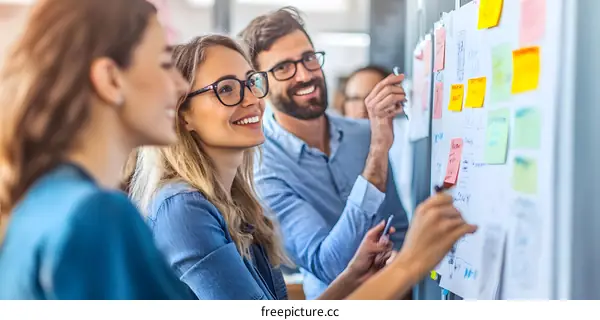 Business Team Brainstorming Ideas on Whiteboard