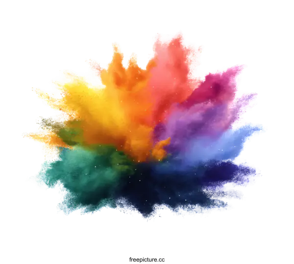 [Transparent Background PNG]Colorful Powder Explosion Abstract Art