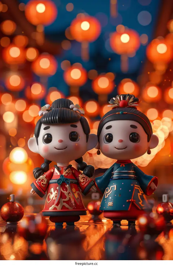 Children Celebrate Chinese New Year by Carrying Lanterns