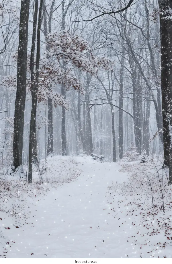 Snowy Path Through Winter Forest