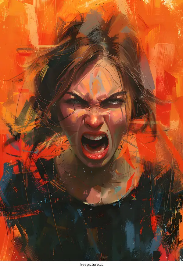 Portrait of a screaming woman