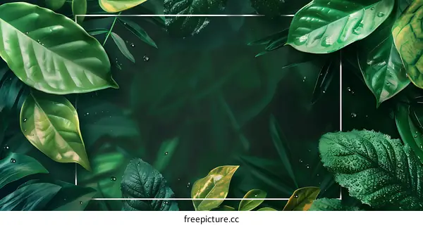 Green Leaves Frame Background