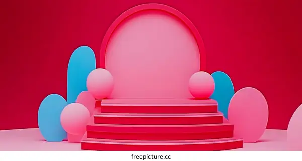 Abstract Colorful 3D Illustration with Pink and Blue Shapes