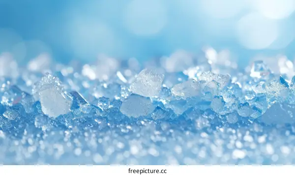 Close-up of ice crystals on a blue background