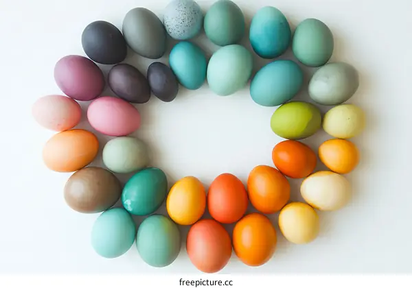 Colorful Easter Eggs in a Circle Arrangement