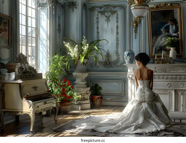 Bride in a Blue Room