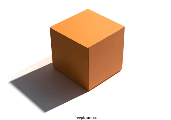 Orange Cube on White Background 3D Rendering