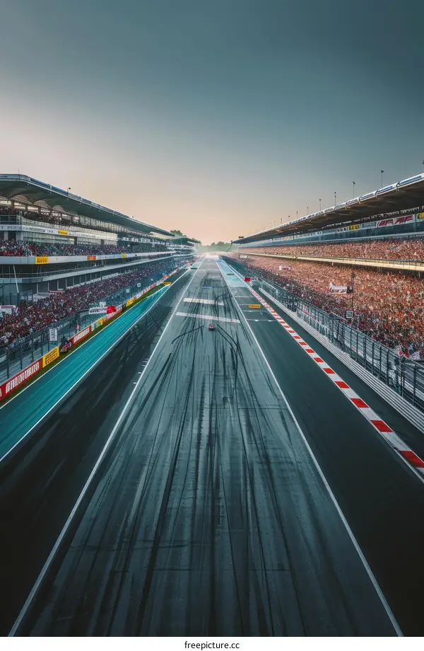 Formula One race track with crowd in the stands