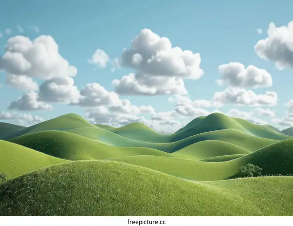 Green Hills Under a Cloudy Sky