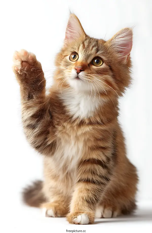 Adorable Kitten Raising Paw
