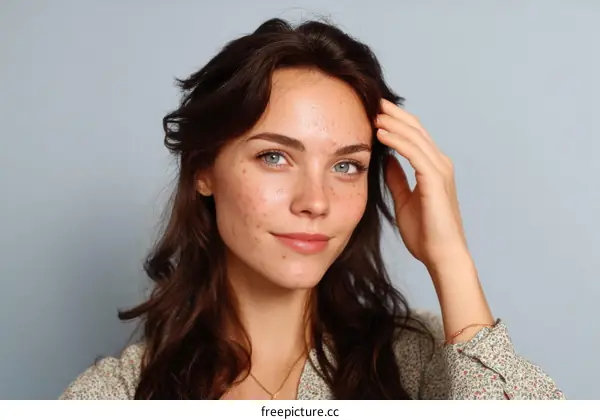 Close-up Woman Portrait with Acne Scars