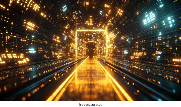 Futuristic Neon Tunnel Corridor