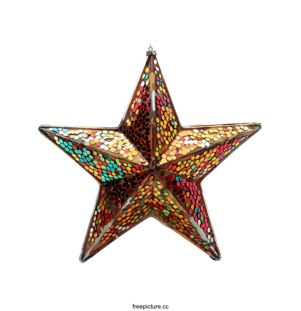 [Transparent Background PNG]Colorful Mosaic Star Ornament Decoration
