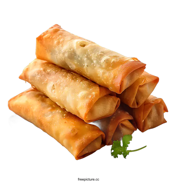 [Transparent Background PNG]A stack of deep-fried spring rolls